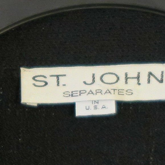 Vintage ST. JOHN SEPARATES Black Santana Knit Gold Button Cardigan Size P - Picture 5 of 9